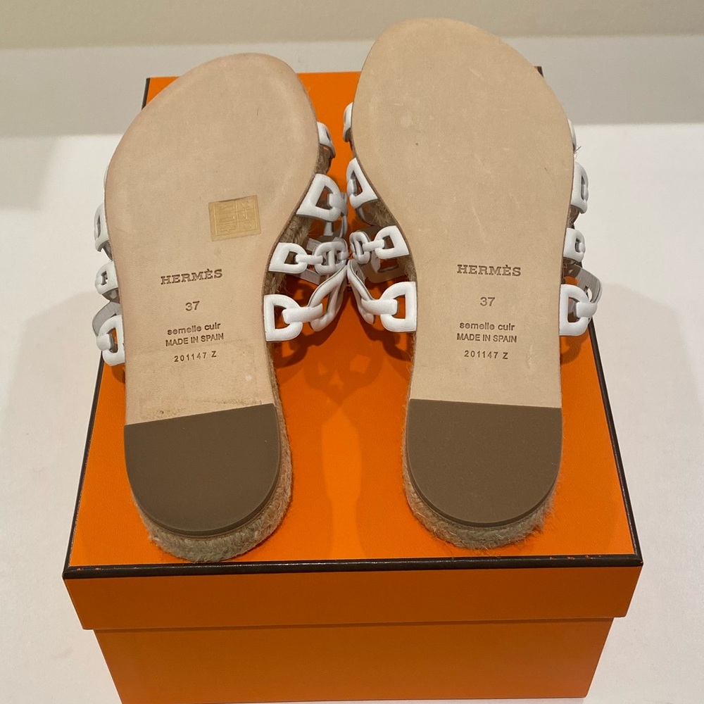 🆕 Hermés Ancone Rivage Espadrille Blanc White 37 - Picture 3 of 5